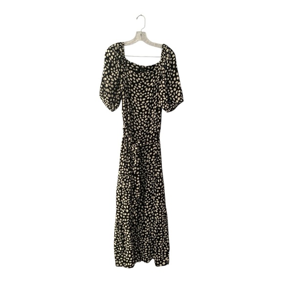Ann Taylor size medium new tiered maxi dress Black Polka Dot square cute - Picture 2 of 9